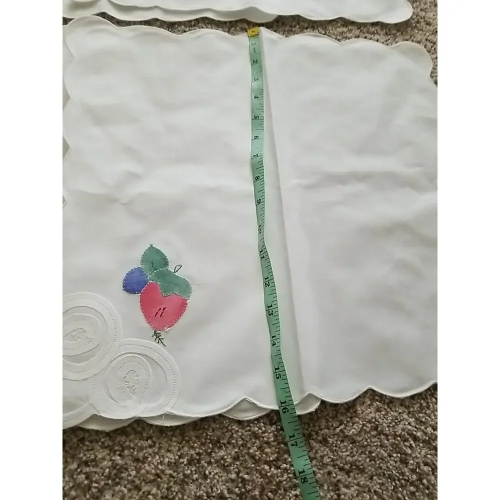 White Fruit Appliques Lace Cutout Tablecloth 72